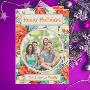 Tarjeta Fotomontaje de feriado floral de fotografía famili