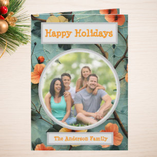 Tarjeta Fotomontaje de feriado floral de fotografía famili