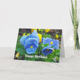 Tarjeta Fotomontaje floral azul y amarillo Bonito cumpleañ