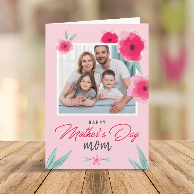 Tarjeta Fotomontaje Floral Femenino Saludo Rosa (Subido por el creador)