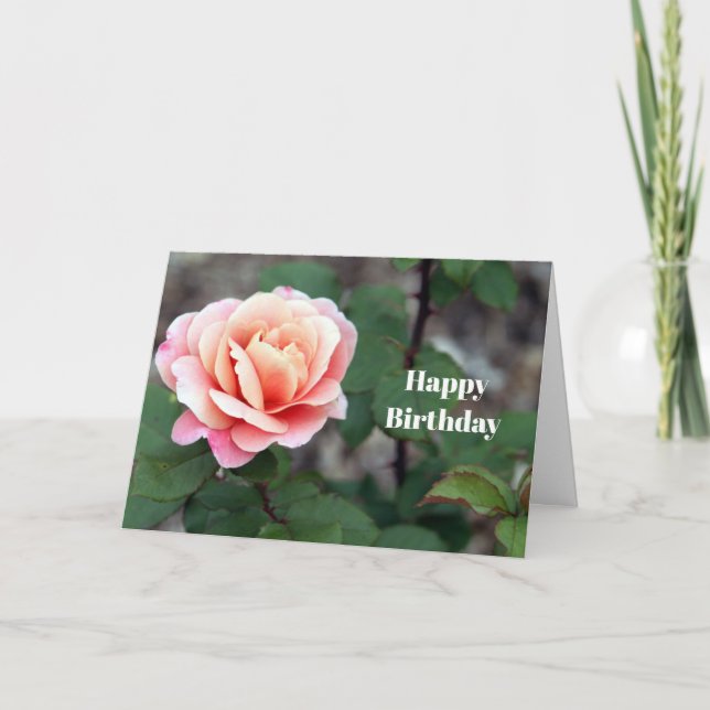 Tarjeta Fotomontaje floral Rosa Bonito Cumpleaños (Anverso)