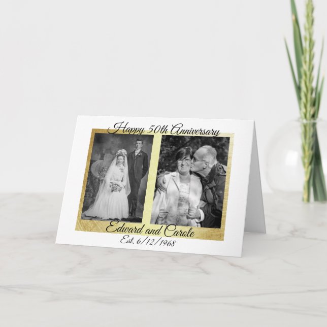Tarjeta Fotos Bodas personalizadas en 50 años (Anverso)