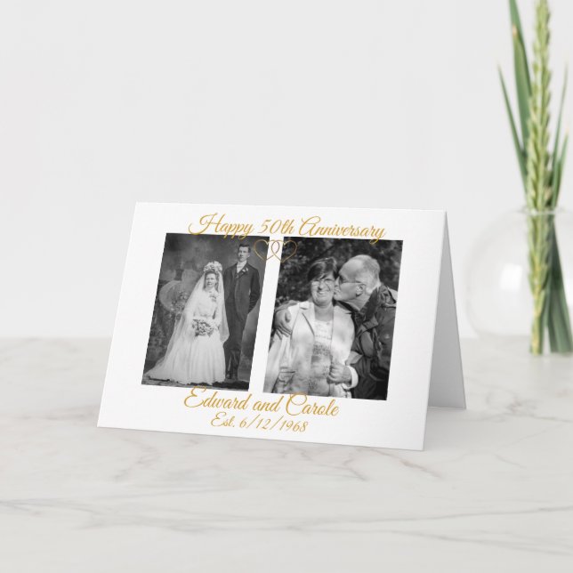 Tarjeta Fotos Bodas personalizadas en 50 años (Anverso)