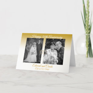 Tarjeta Fotos de Boda Personalizadas de Oro 50 Aniversario