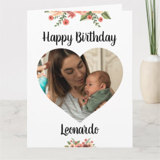 Tarjeta Fotos de corazón Guión personalizado Cumpleaños