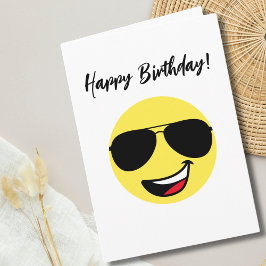 Tarjeta Fotos de cumpleaños Happy Face Aviator Glasses Gra