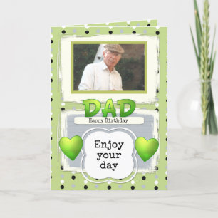 Tarjeta Fotos de cumpleaños verde y negro de papá