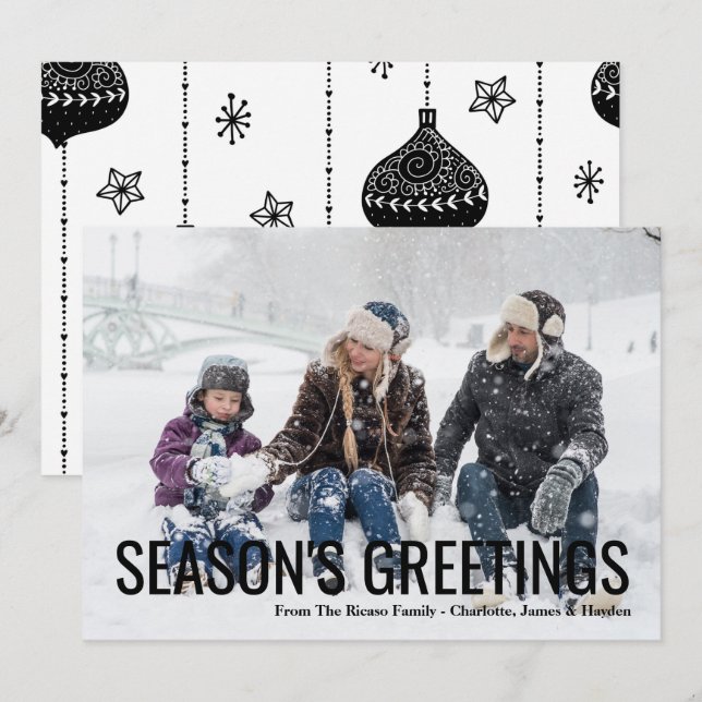 Tarjeta Fotos de feriado de los Navidades de Seasons Greet (Anverso / Reverso)