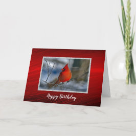 Tarjeta Fotos de invierno del cardenal rojo cumpleaños