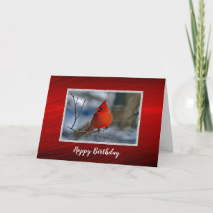 Tarjeta Fotos de invierno del cardenal rojo cumpleaños
