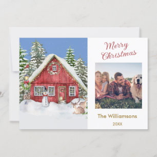 Tarjeta Fotos de la familia de la escena de la Navidad Fel