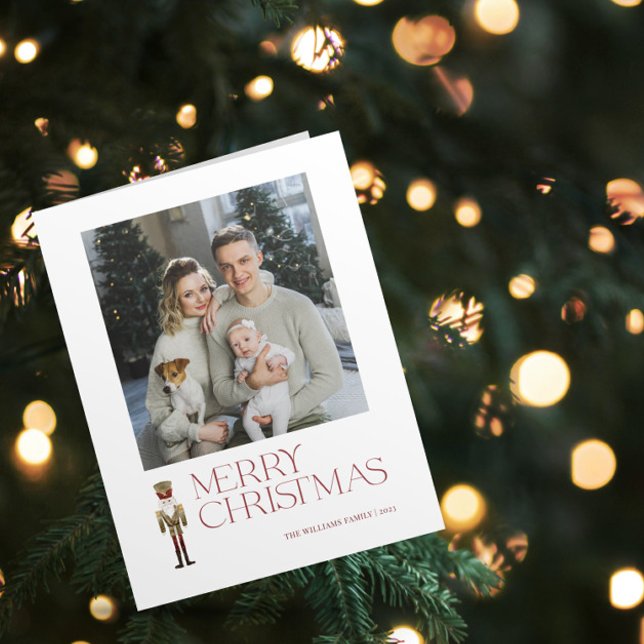 Tarjeta Fotos de la familia de la navidad de los recién ca (A Nutcracker Holiday! Wishing You a Merry Christmas in Modern Minimalist Style. 🎄🎭 [Your Photo Her)