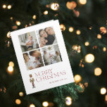 Tarjeta Fotos de la familia Merry Christmas 4<br><div class="desc">Celebra la temporada navideña con la tarjeta de tipografía de fotos Merry Christmas 4 Modern Nutcracker! Esta impresionante tarjeta cuenta con un hermoso cazador de nueces acuático con un telón de fondo de tipografía festiva en un rico tono burdeos. Personalice sus 4 fotos familiares y el nombre de su familia...</div>