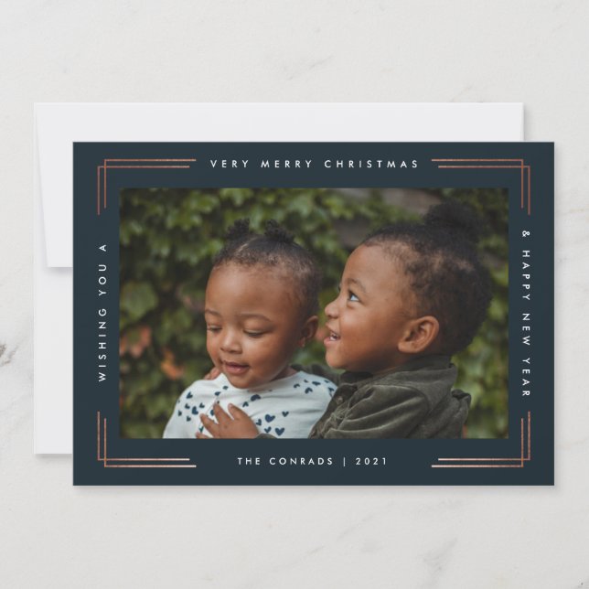 Tarjeta Fotos de Navidad moderna con una foto (Anverso)