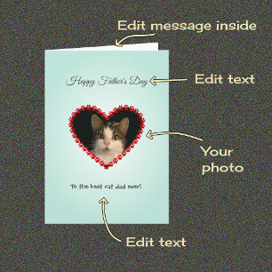 Tarjeta Fotos de papá de gato personalizado Día de los pad