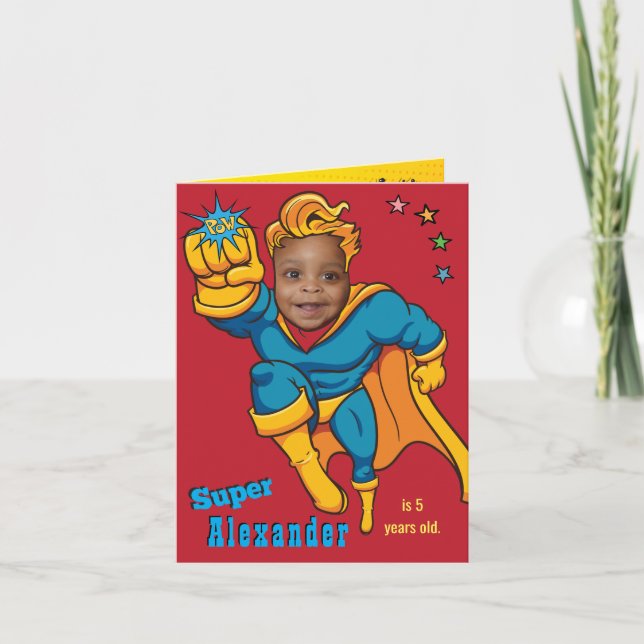 Tarjeta Fotos de superhéroes volando Cumpleaños Especializ (Anverso)