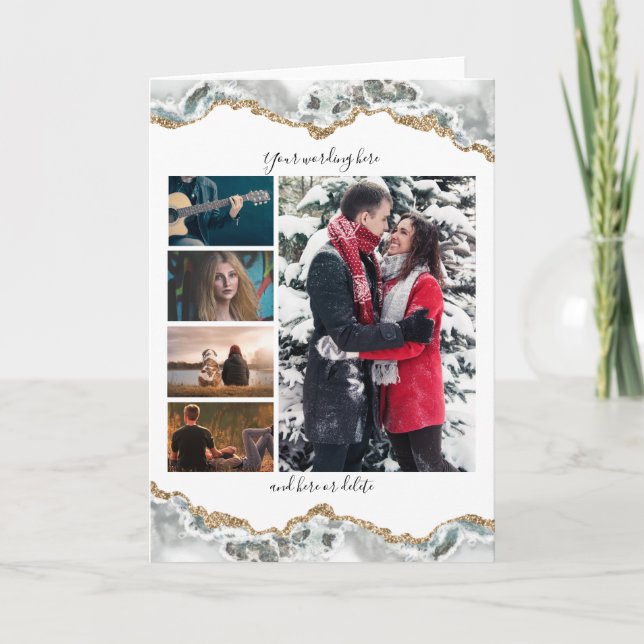 Tarjeta Fotos del 5 de DIY aniversario de boda de mármol g (Anverso)