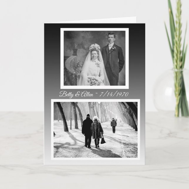 Tarjeta Fotos del entonces y ahora del aniversario feliz d (Anverso)