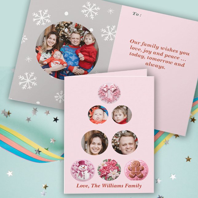 Tarjeta Fotos del Personalizado de Navidades rosados (Subido por el creador)