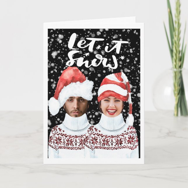 Tarjeta Fotos divertidas Navidades personalizados dejan qu (Anverso)
