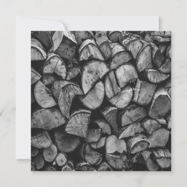 Tarjeta Fotos en blanco y negro de troncos de árboles cort (Anverso)
