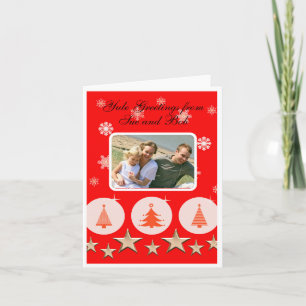 Tarjeta Fotos familiares de árboles de navidad rojos