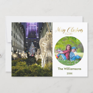 Tarjeta Fotos familiares y árboles de Rockefeller de navid