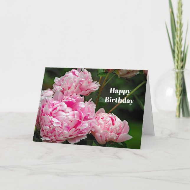 Tarjeta Fotos florales de bonito Rosa Peonies Cumpleaños (Anverso)