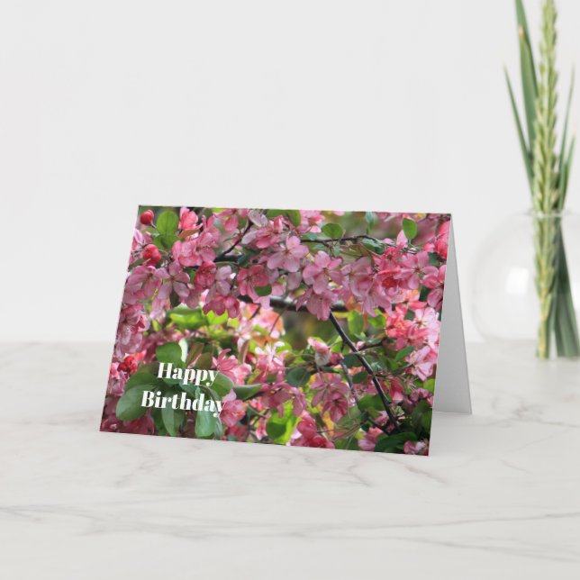 Tarjeta Fotos florales de Crabapple Rosa Cumpleaños (Anverso)