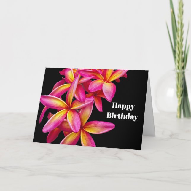 Tarjeta Fotos florales de Plumeria Rosa bonito Cumpleaños (Anverso)