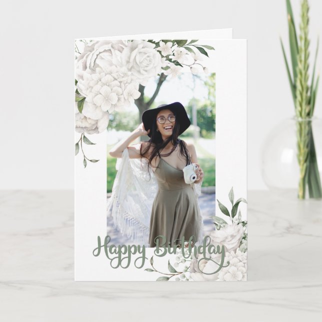 Tarjeta Fotos personalizados Bienvenida de cumpleaños Flor (Anverso)