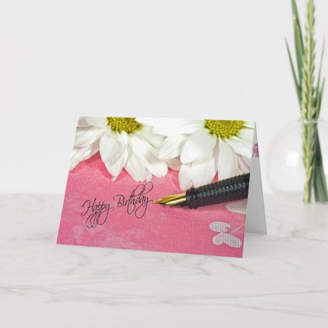 Tarjeta Fountain Pen Mensaje de cumpleaños (Anverso)