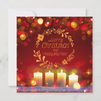 Tarjeta Four burning Advent candles and decoration.
