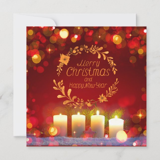 Tarjeta Four burning Advent candles and decoration. (Anverso)
