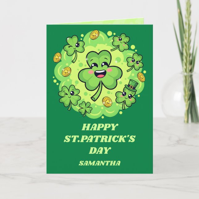 Tarjeta Four-Leaf Fun St. Patrick’s Day Card (Anverso)
