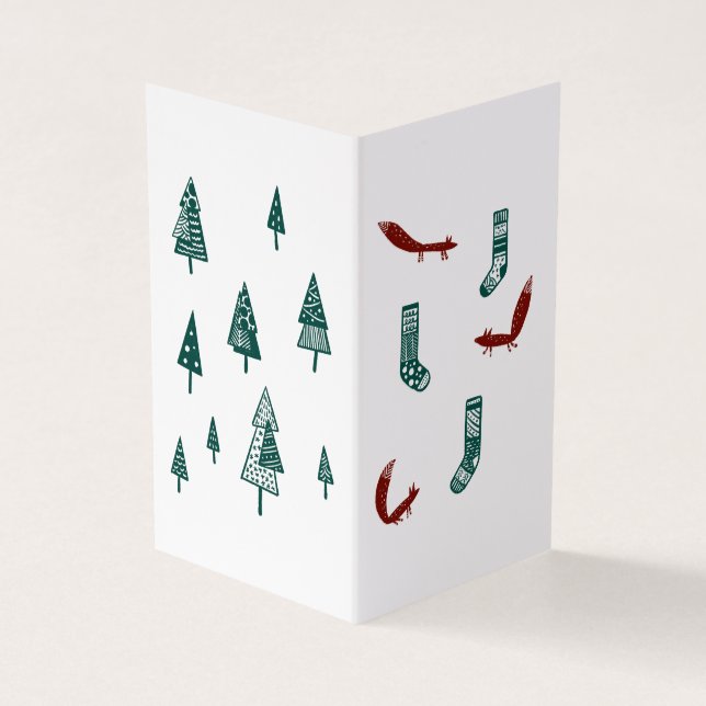 Tarjeta Fox and Tree Christmas Card: Simple (Exterior)