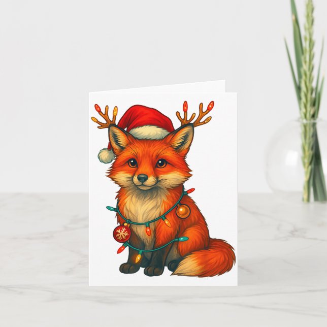 Tarjeta Fox Christmas Lights Xmas  (Anverso)