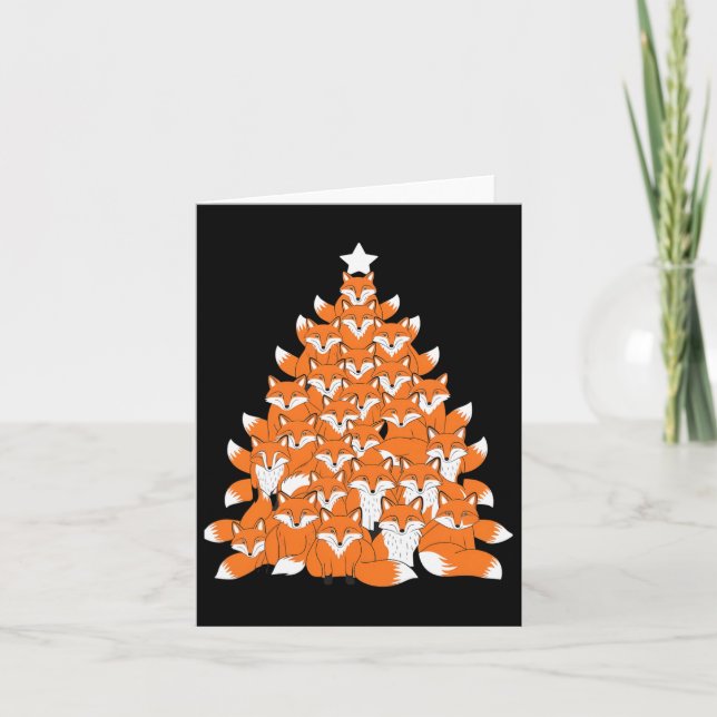 Tarjeta Fox Christmas Tree Fox Xmas Tree Funny Fox Christo (Anverso)