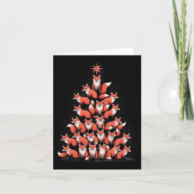 Tarjeta Fox Christmas Tree Fox Xmas Tree Women & amp; Boys (Anverso)