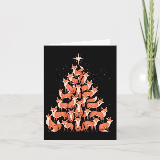 Tarjeta Fox Christmas Tree Fox Xmas Tree Women & amp; Boys (Anverso)