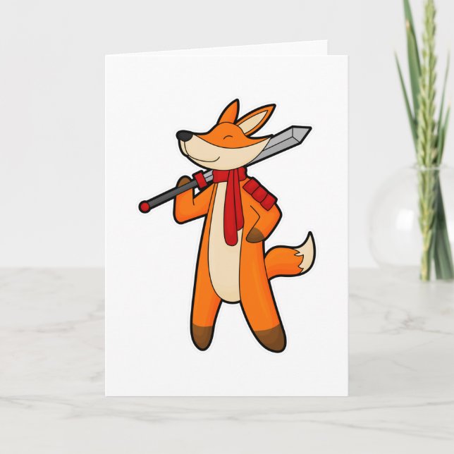 Tarjeta Fox como guerrero con espada y bufanda (Anverso)