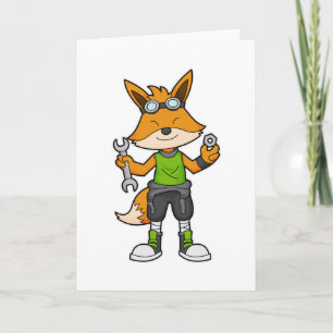 Tarjeta Fox como mecánico con llave y tuerca