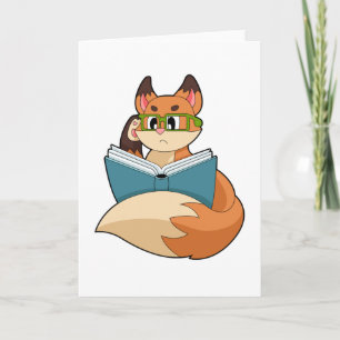 Tarjeta Fox como Nerd con libros y anteojos