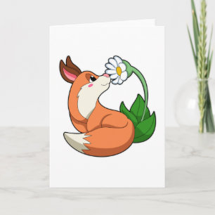 Tarjeta Fox con flor blanca