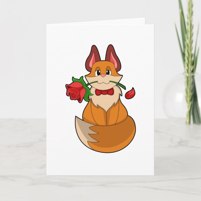 Tarjeta Fox con flor Rosa (Anverso)