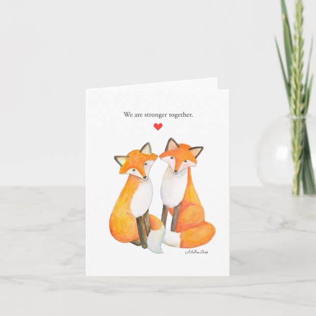Tarjeta Fox Couple Foxy Pareja Aniversario de Amor Valentí (Anverso)