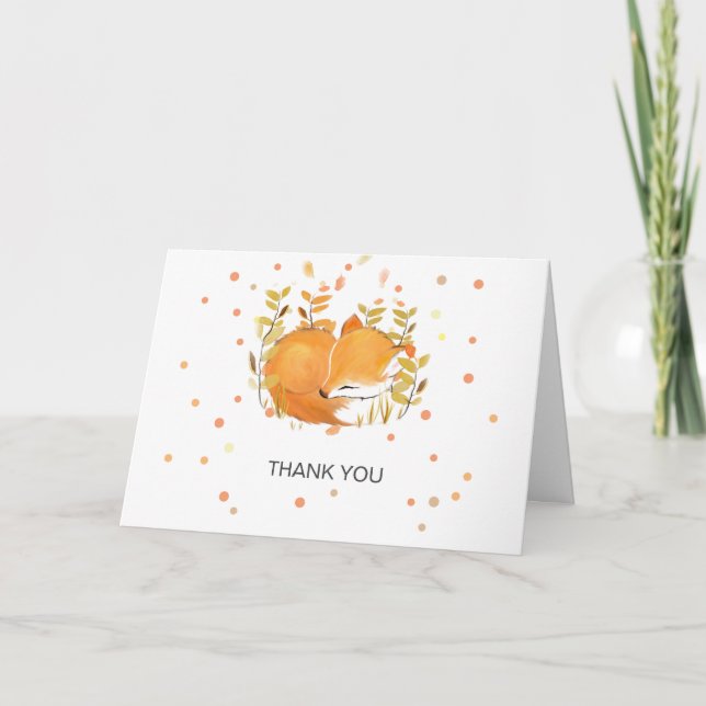 Tarjeta Fox Cub Baby Sprinkle Baby Shower Gracias (Anverso)