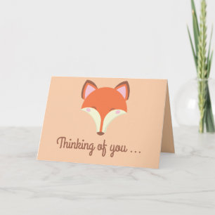 Tarjeta Fox de Kawaii - Pensamiento en usted
