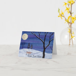 Tarjeta Fox de luna llena