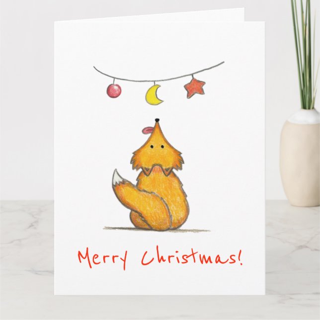Tarjeta Fox de mano corta / Feliz Navidad (Anverso)